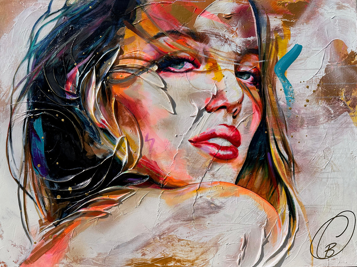 Œuvre portrait abstrait par Cynthia Coulombe Bégin, art contemporain québécois